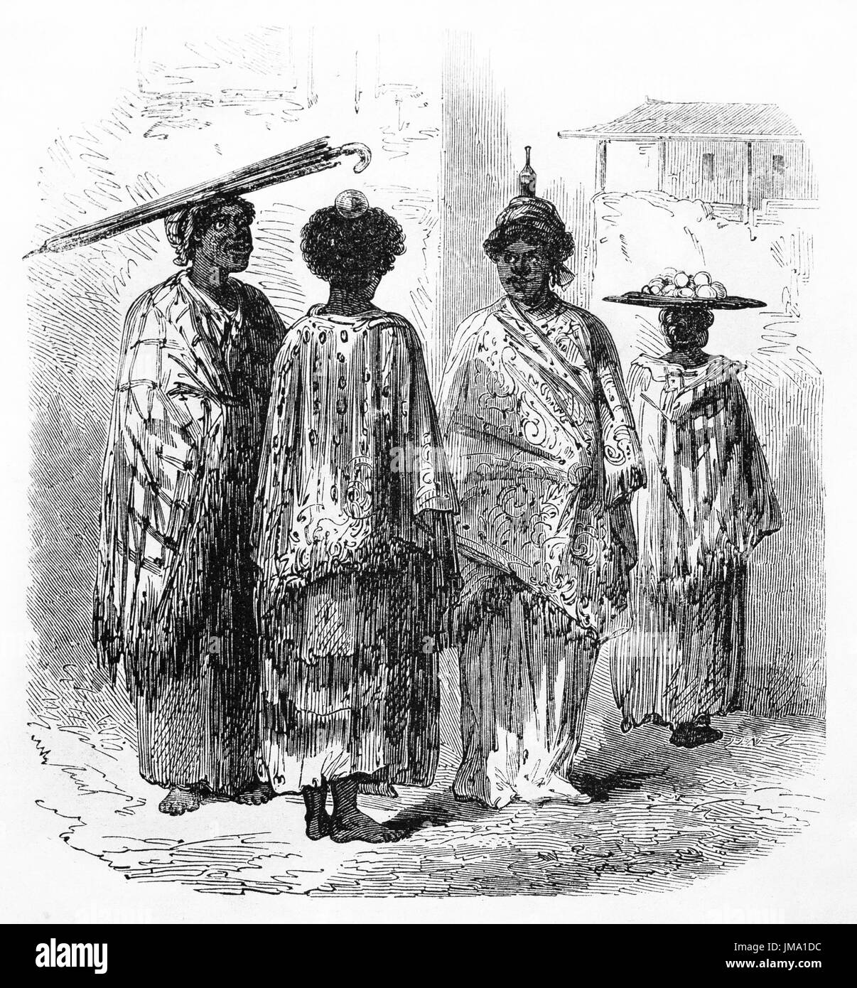 Schwarze Frauen in Rio De Janeiro. Erstellt von Riou nach Spielfeld, veröffentlicht am Le Tour du Monde, Paris, 1861. Stockfoto