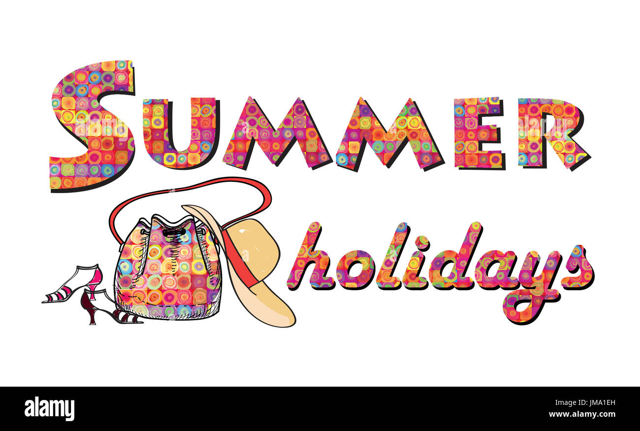 Hallo Sommer Hintergrund. Sommer Urlaub mit Sonne und Ray Beams. Hallo Sommer Grußkarte. Stockfoto