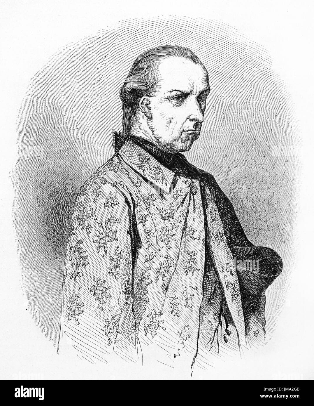 Alten gravierte Portrait von José Gaspar Rodríguez de Francia y Velasco (1766 – 1840), Ideologe der Unabhängigkeit Paraguays. Erstellt von Bertall nach Dem Stockfoto