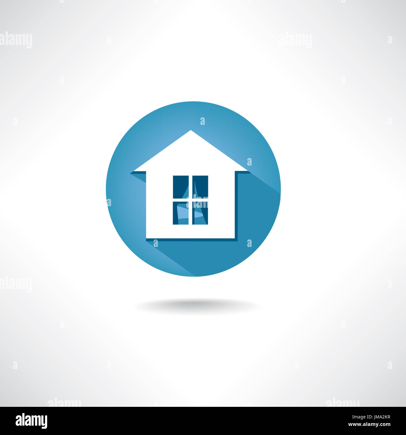 Home-Symbol. Blauer Kreis-Taste, mit Schatten Stockfoto