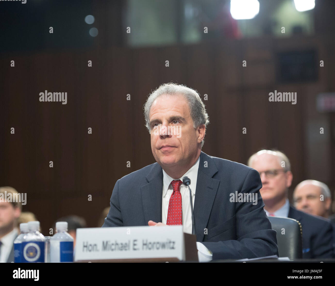 Washington DC, USA. 26. Juli 2017.: The Senate Committee on der Justiz hören jetzt mit dem Titel: "Aufsicht über die ausländischen Agenten Registration Act und versucht, Einfluss US-Wahlen: Lessons Learned aus aktuellen und vorherigen Verwaltungen die ehrenvolle Michael Horowitz Generalinspekteur U.S. Abteilung von Gerechtigkeit Washington, DC Patsy Lynch/MediaPunch/Alamy Live News Stockfoto