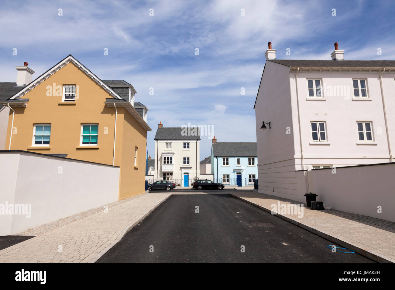 Hausbau auf dem Nansledan 540 Hektar neue Wohnprojekt in Newquay, Cornwall, in Verbindung mit dem Herzogtum Cornwall gebaut. Stockfoto