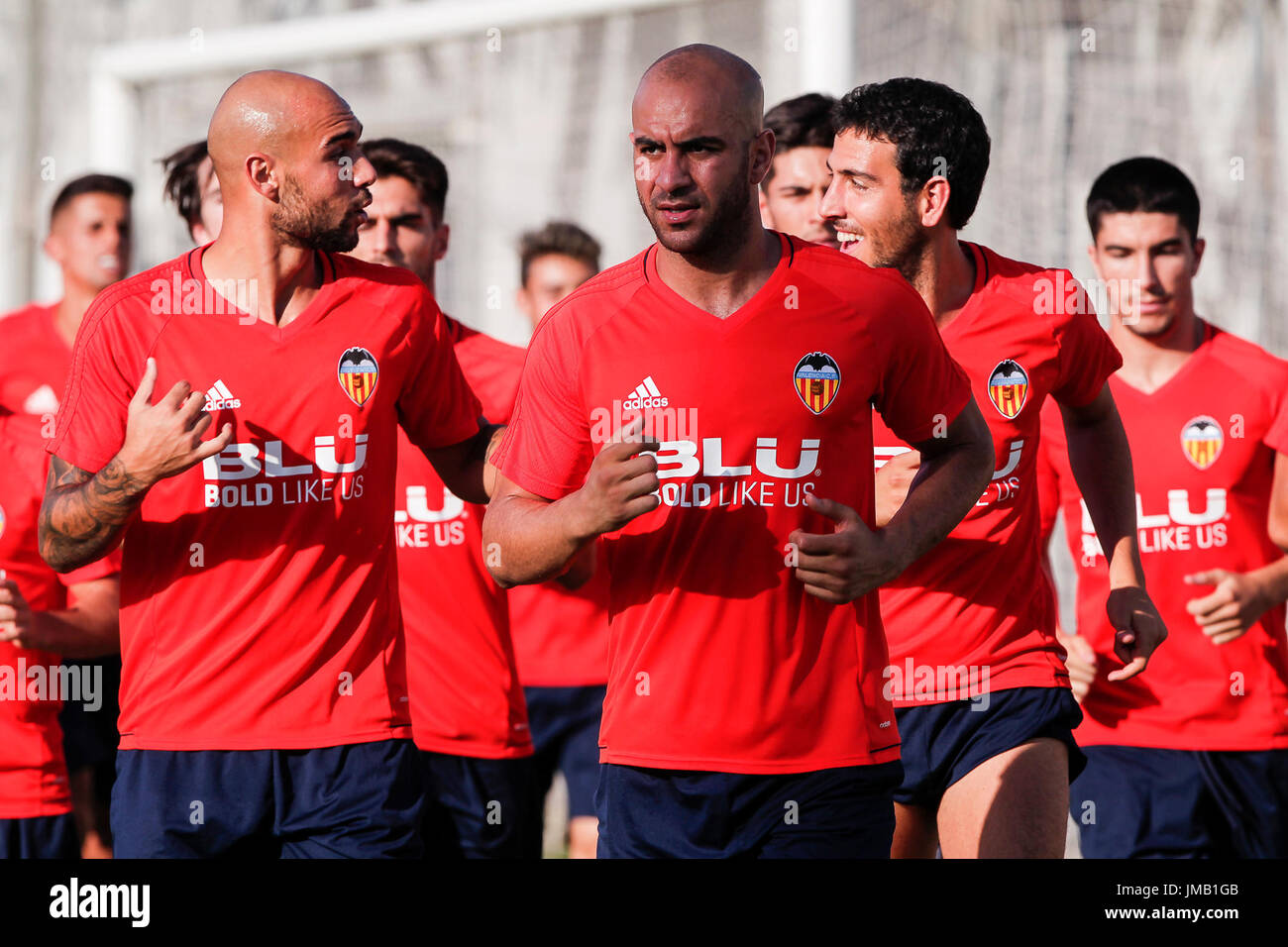 Aymen Abdennour (C) in Valencia CF Ausbildung in Sport Stadt von Paterna. am 27. Juli 2017. Stockfoto