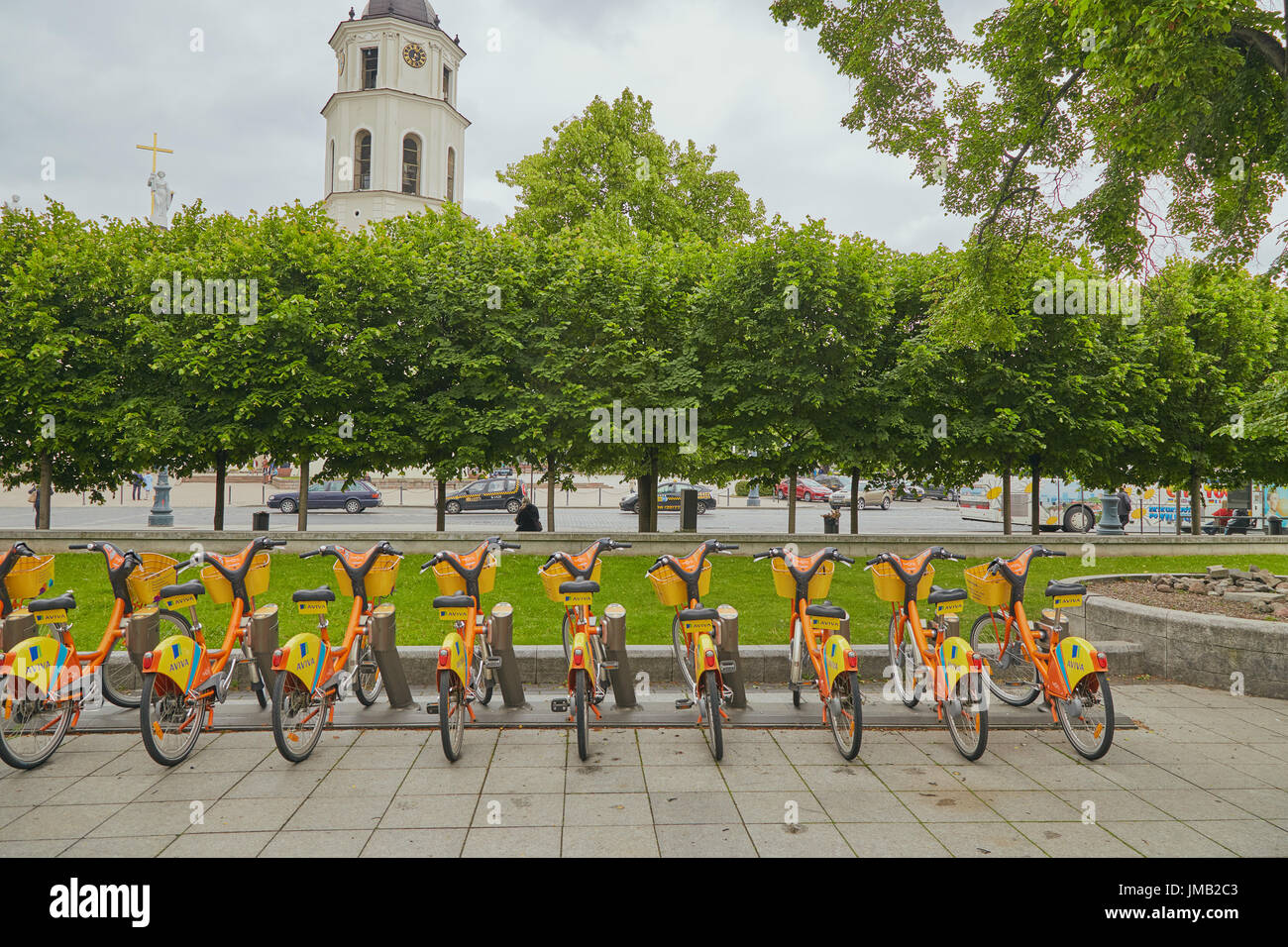 Fahrradverleih in Vilnius, Litauen Stockfoto
