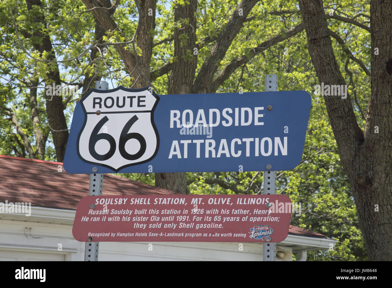 Soulsby alten Shell-Tankstelle in Mount Olive auf Route 66-illinois Stockfoto