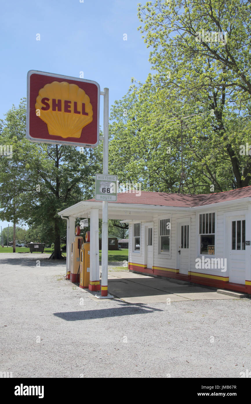 Soulsby alten Shell-Tankstelle in Mount Olive auf Route 66-illinois Stockfoto