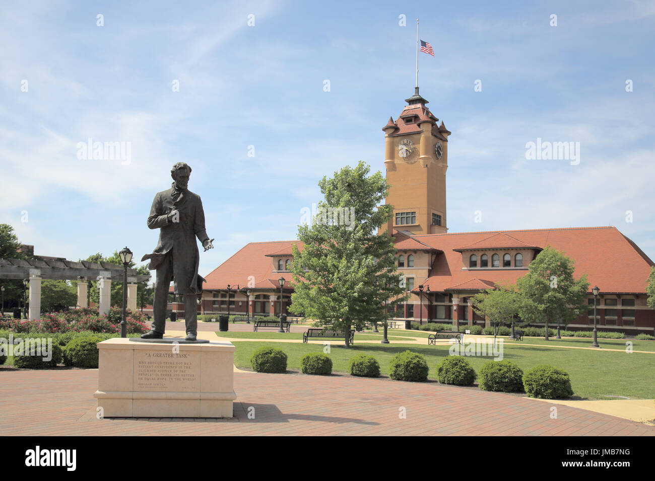 Statue von Abraham Lincoln in Union Square park Springfield, Illinois Stockfoto
