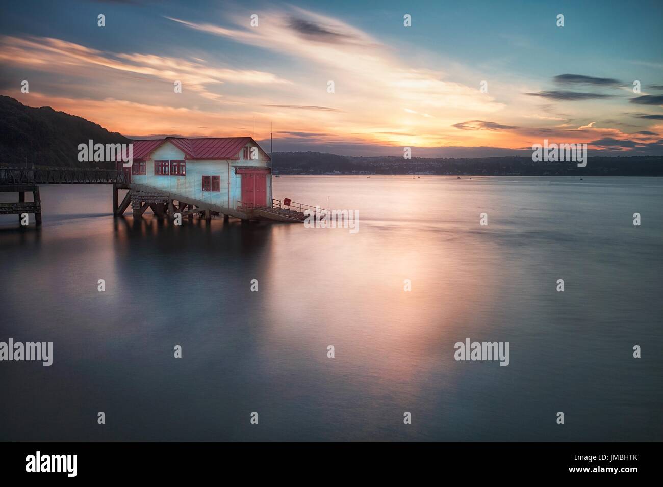 Die alte Rettungsstation an Mumbles Stockfoto
