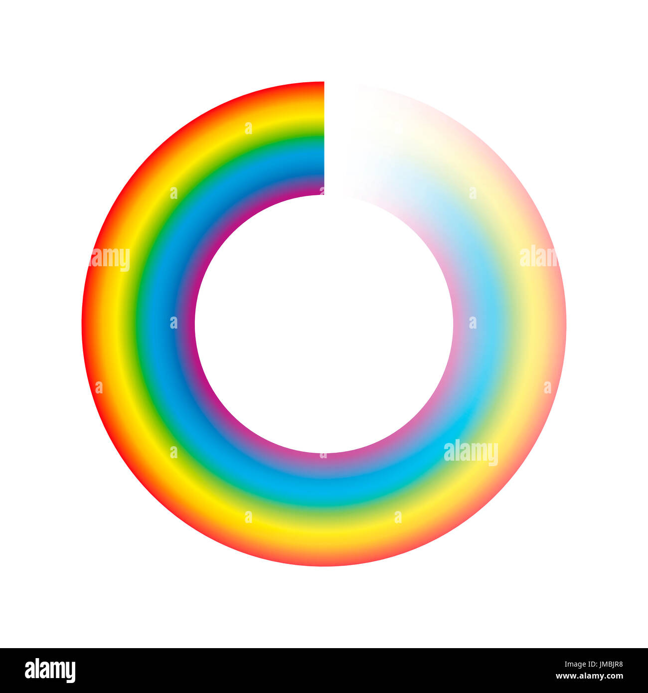 Pufferung, Kreis oder Preloader - Regenbogen farbige Ring mit Transparenz für Animation als Spinnerei Symbol beim Laden, herunterladen oder Streami verwendet werden Stockfoto