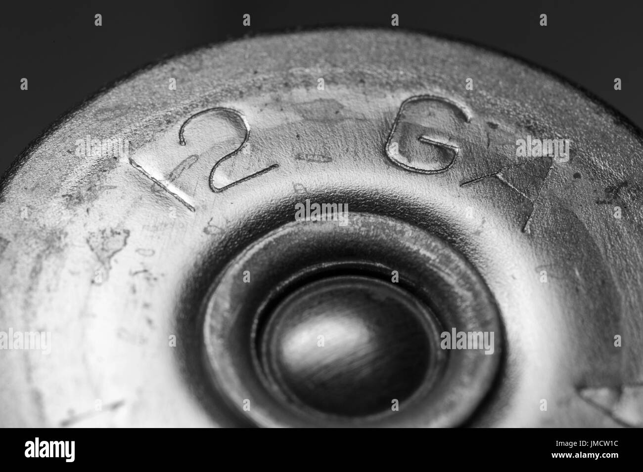 12 Gauge Shotgun shell Kopf Stempel Stockfoto