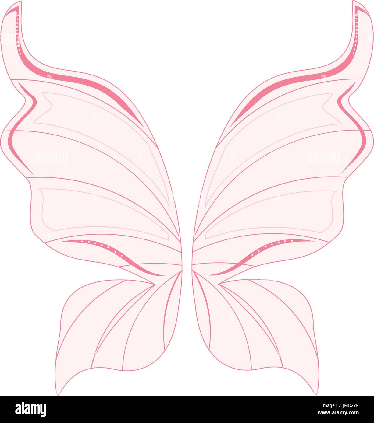 Vektor-Illustration rosa transparent Feenflügel. Schmetterlingsflügel. Zahnfee-Flügel Stock Vektor