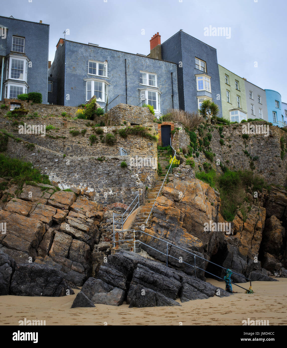 Tenby die unglaubliche Geologie und Architektur. Stockfoto