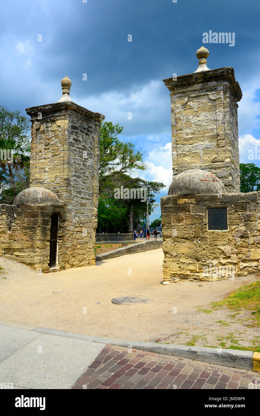 Die alten Stadttore, historische St. Augustine Florida die älteste Stadt Amerikas Stockfoto
