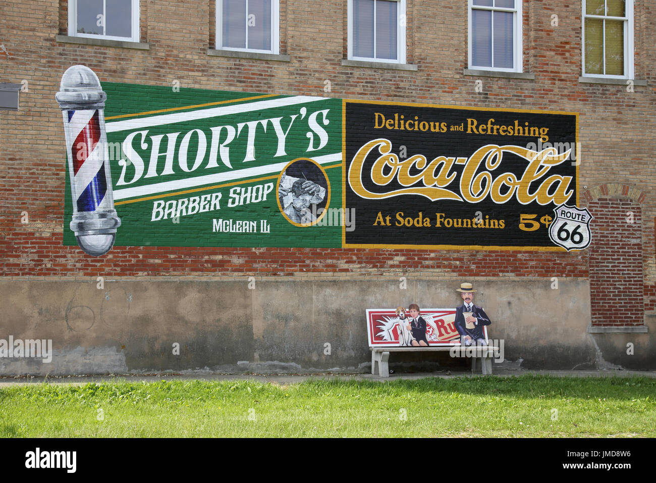 Friseure und Coca Cola anmelden Mclean auf Route 66 illinois Stockfoto