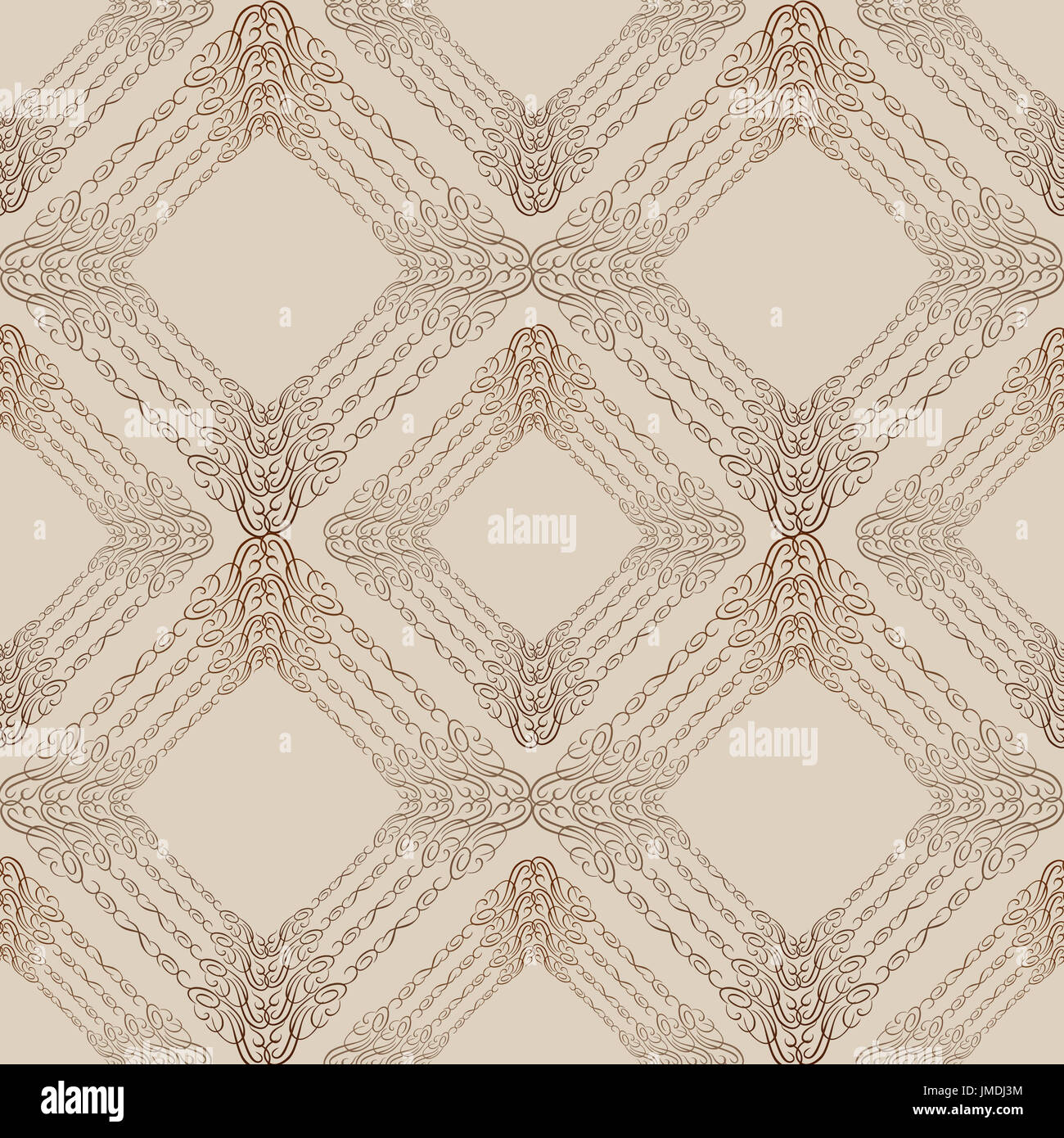 Abstrakte orientalische quadratische Ornament. Arabische geometrische Linie nahtlose Wirbelmuster. Stockfoto