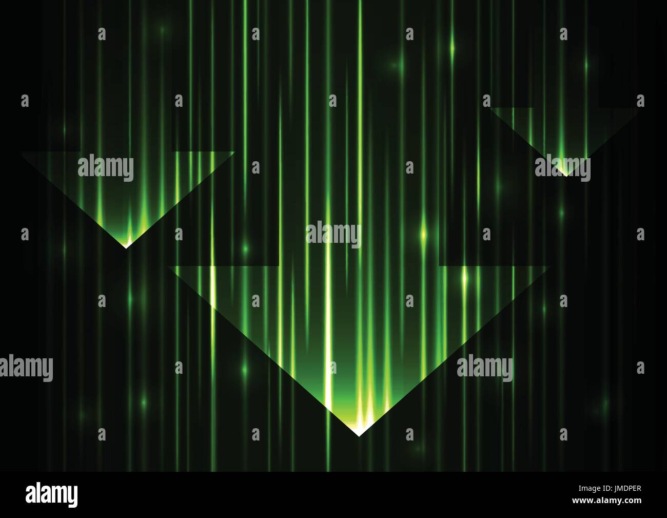Grüner Pfeil abstrakte Technologie Hintergrund, helle Geschwindigkeit Abstract Background, leuchtende Linie vertikale Abstract Background, Vector Illustration Stock Vektor