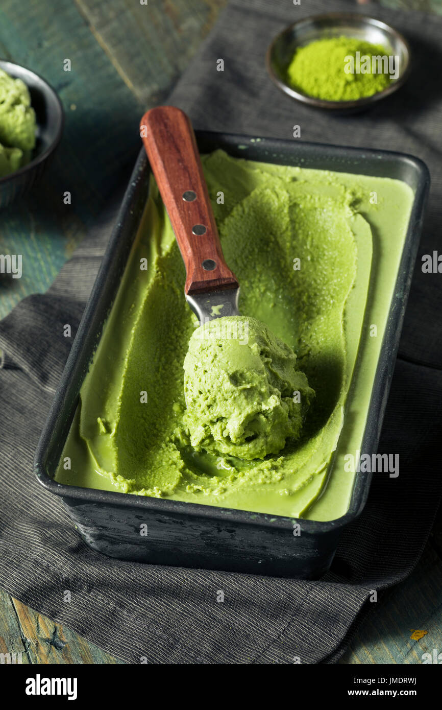 Hausgemachte Grean Tee Matcha Eis verzehrfertige Stockfoto