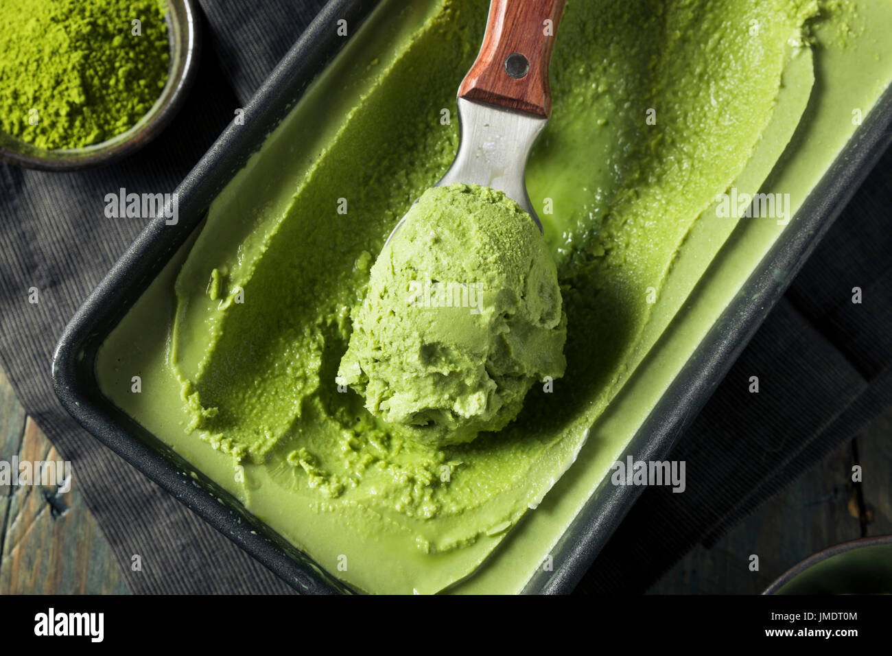 Hausgemachte Grean Tee Matcha Eis verzehrfertige Stockfoto