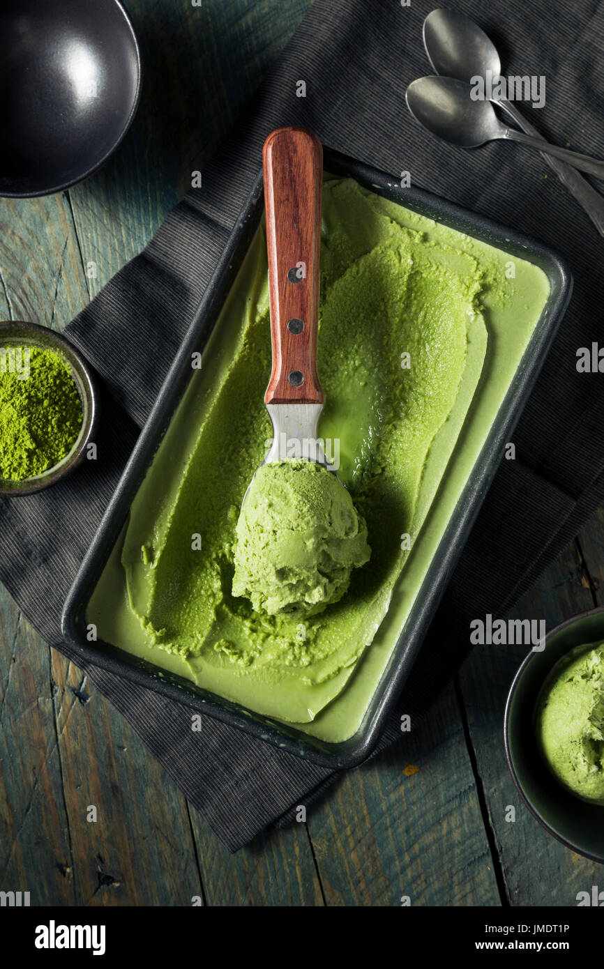 Hausgemachte Grean Tee Matcha Eis verzehrfertige Stockfoto