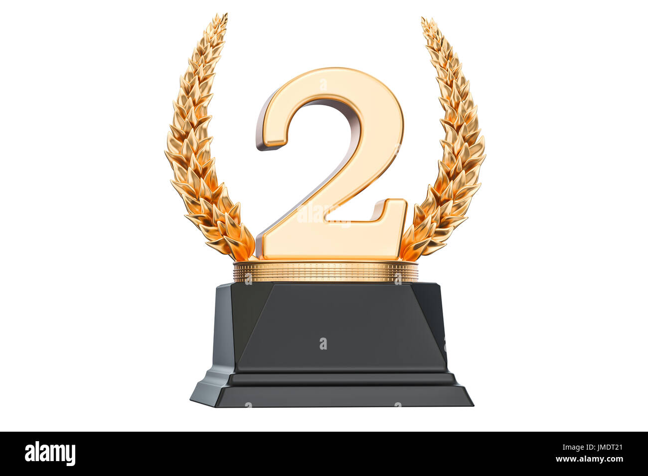 Zweiter Platz Trophäe Pokal, 3D-Rendering isolierten auf weißen Hintergrund Stockfoto