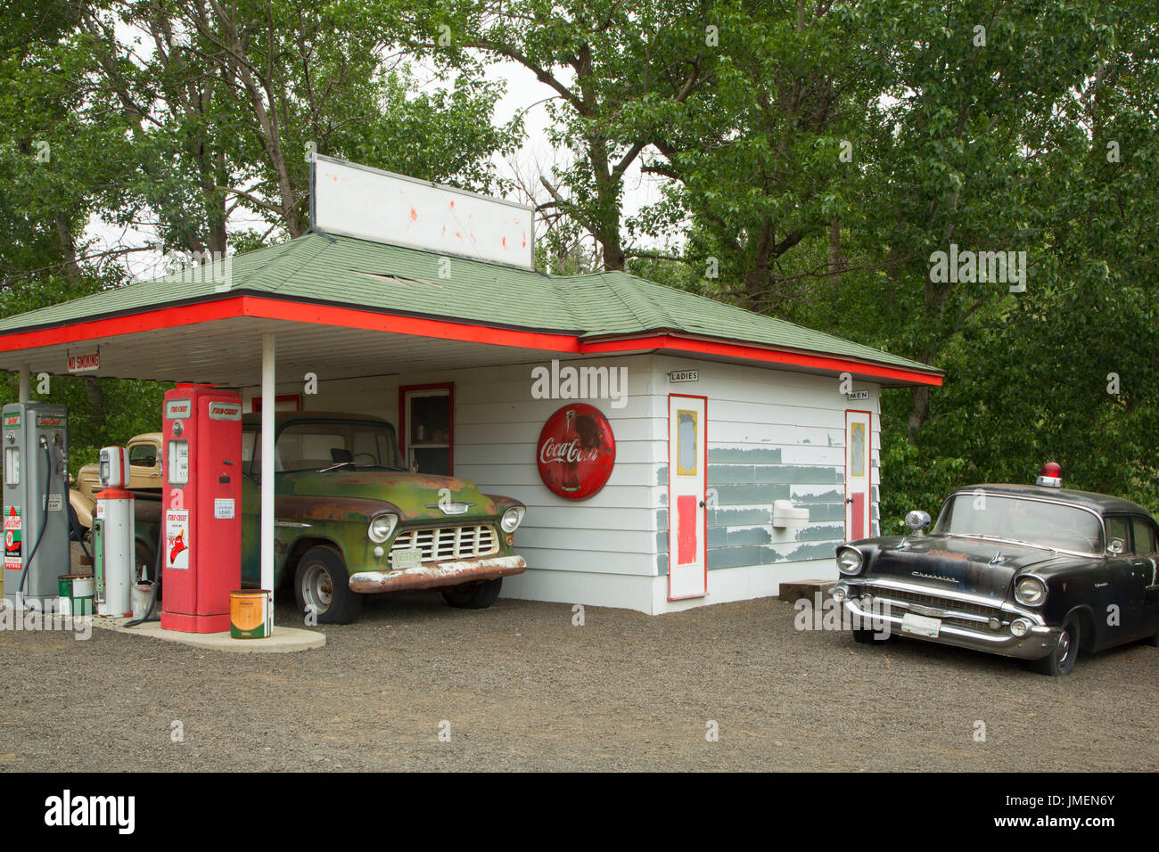 Tom Hennigars Oldtimer-Tankstelle, Whitman County, Washington Stockfoto