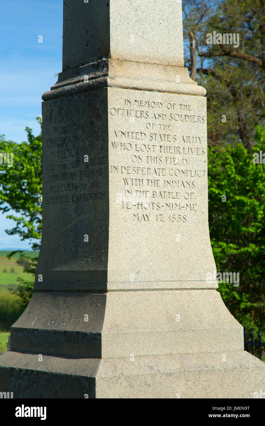 Steptoe Schlachtfeld Denkmal, Steptoe Battlefield State Park, Palouse Scenic Byway, Washington Stockfoto