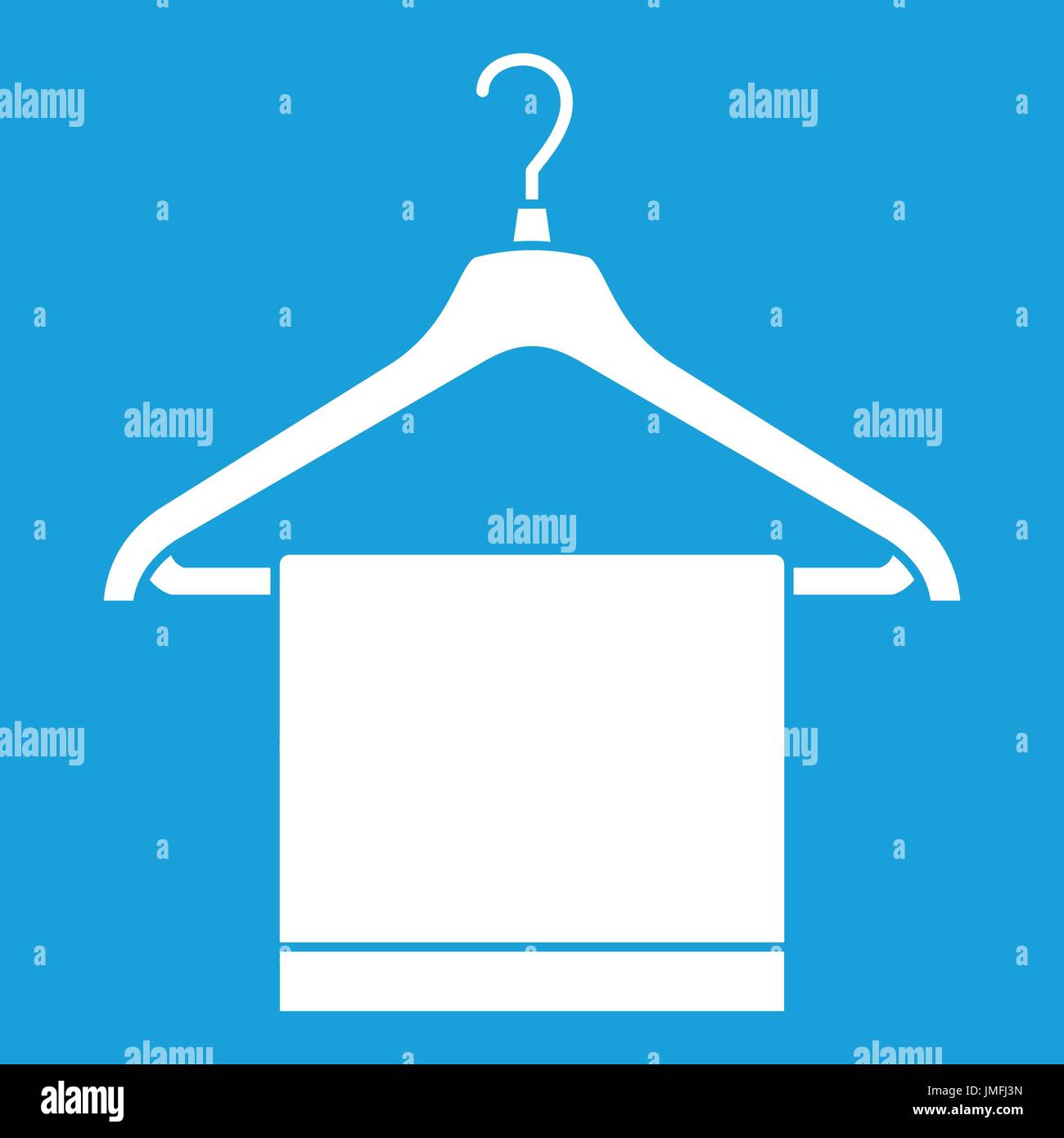 Kleiderbügel mit Tuch Symbol weiß Stock Vektor
