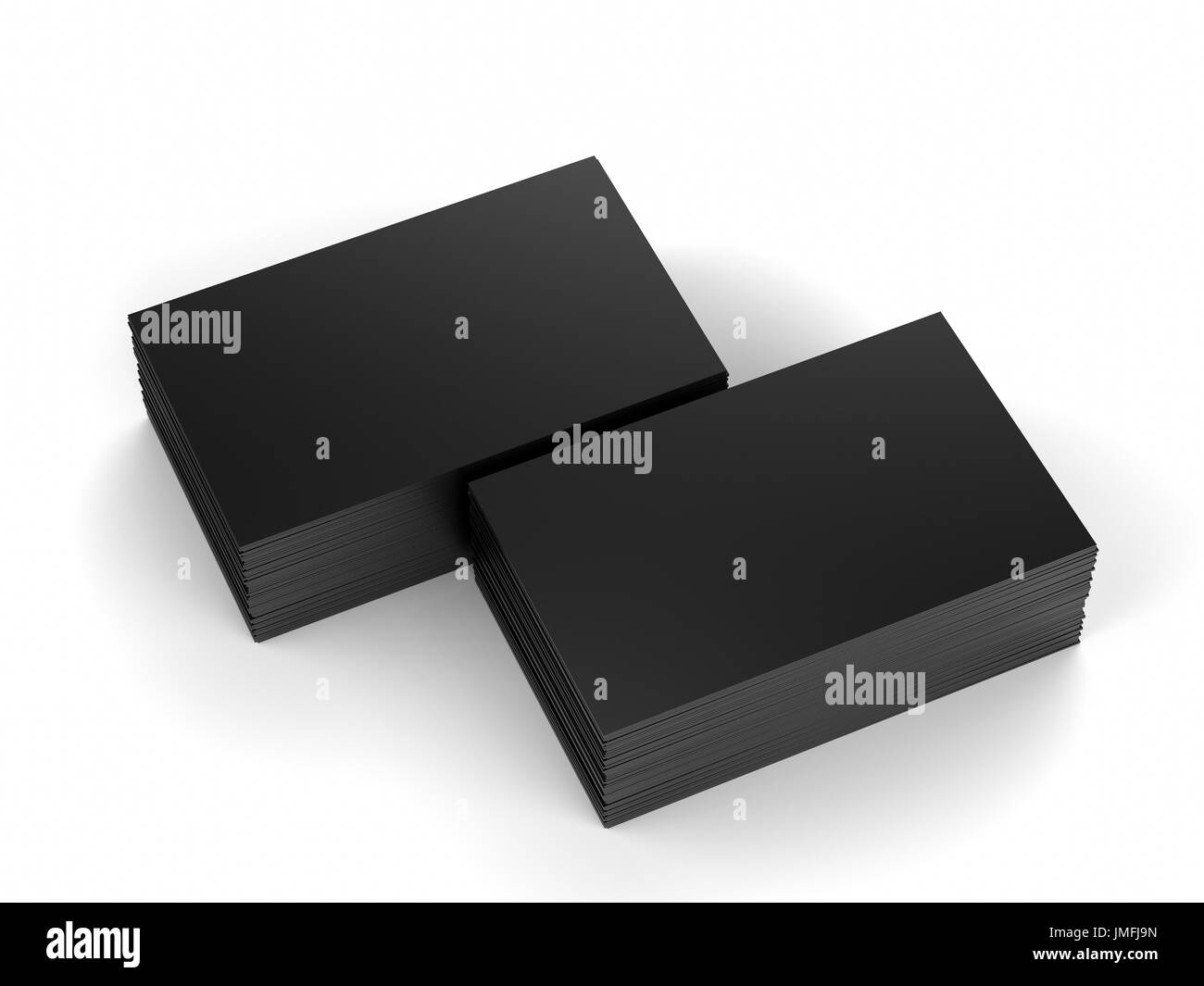 3D Rendering-Stapel von schwarzen Namenskarten Stockfoto