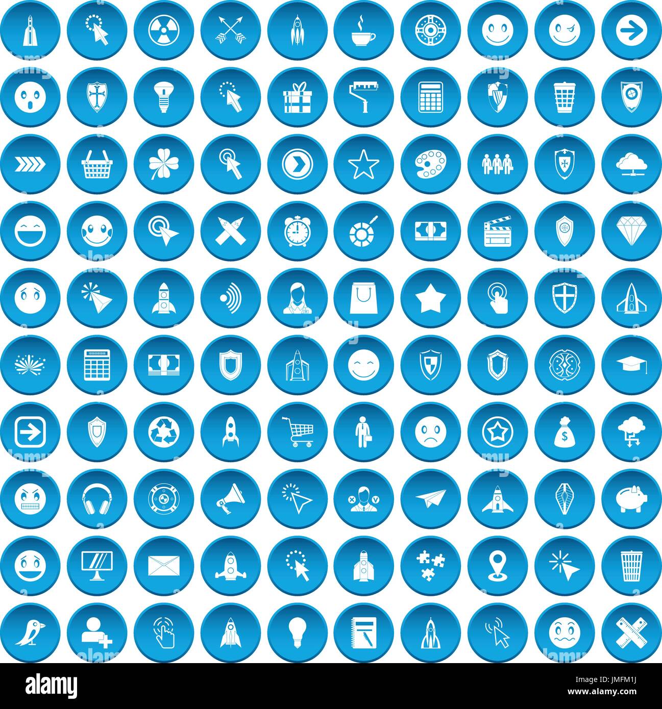 100 Schnittstelle Piktogramm Icons set blau Stock Vektor