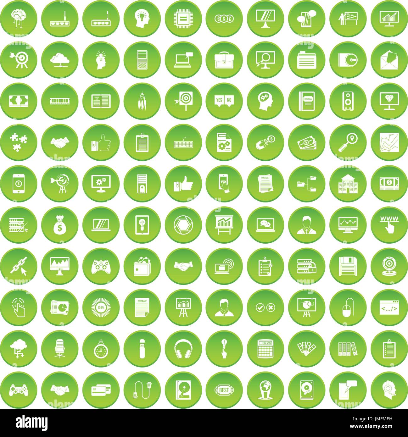 100 Web-Entwicklung-Icons set grün Stock Vektor