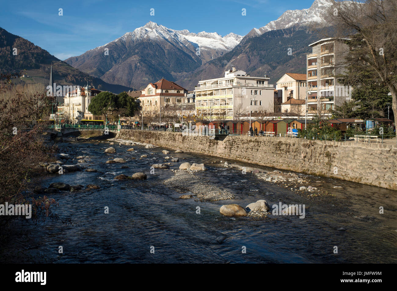 Europa, Italien, Trentino-Südtirol, Meran und Passer Fluss Stockfoto