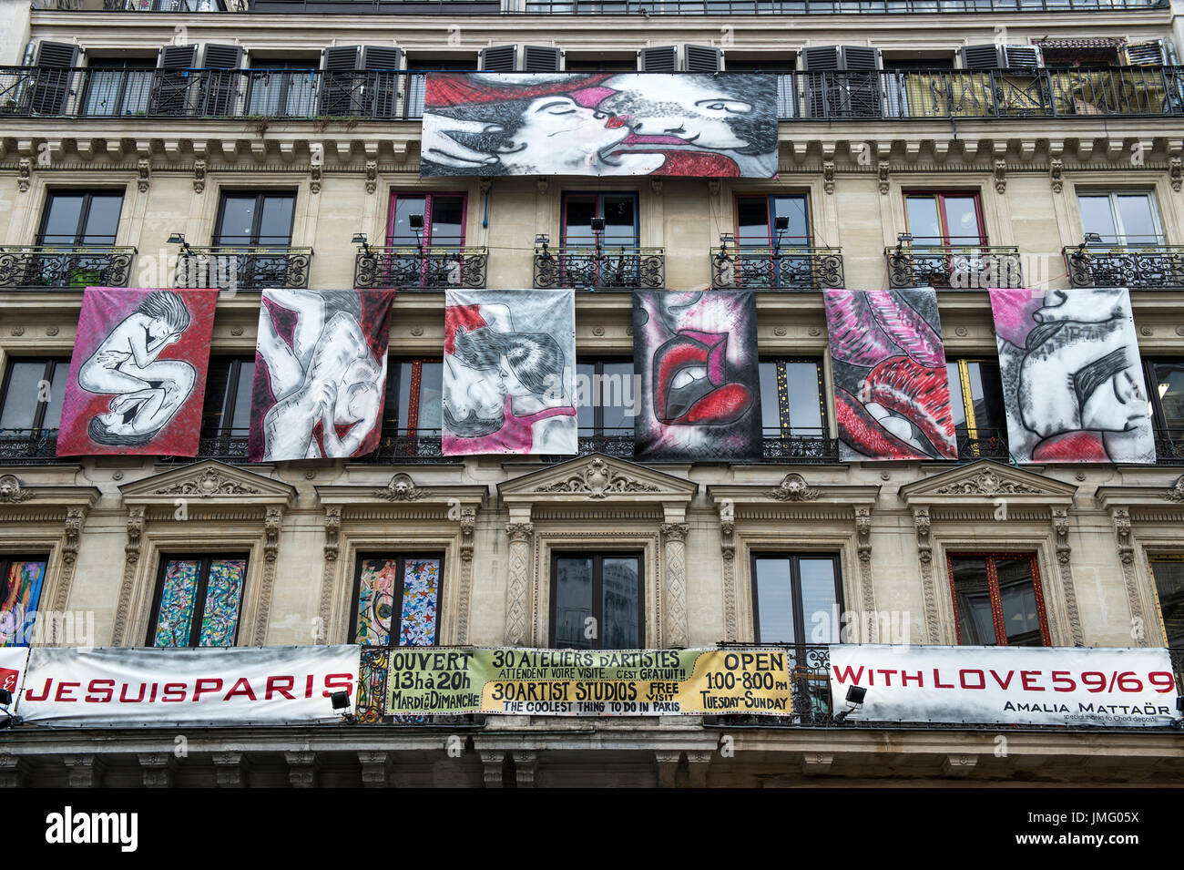 Europa, Frankreich, Paris, FASSADE entlang der Rue de Rivoli. Stockfoto