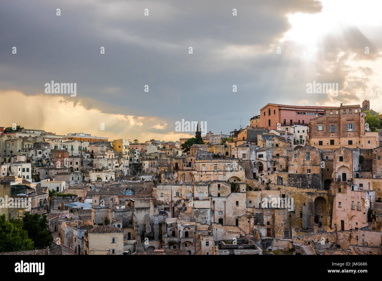 Matera, Landschaft von Sasso Caveoso Stockfoto