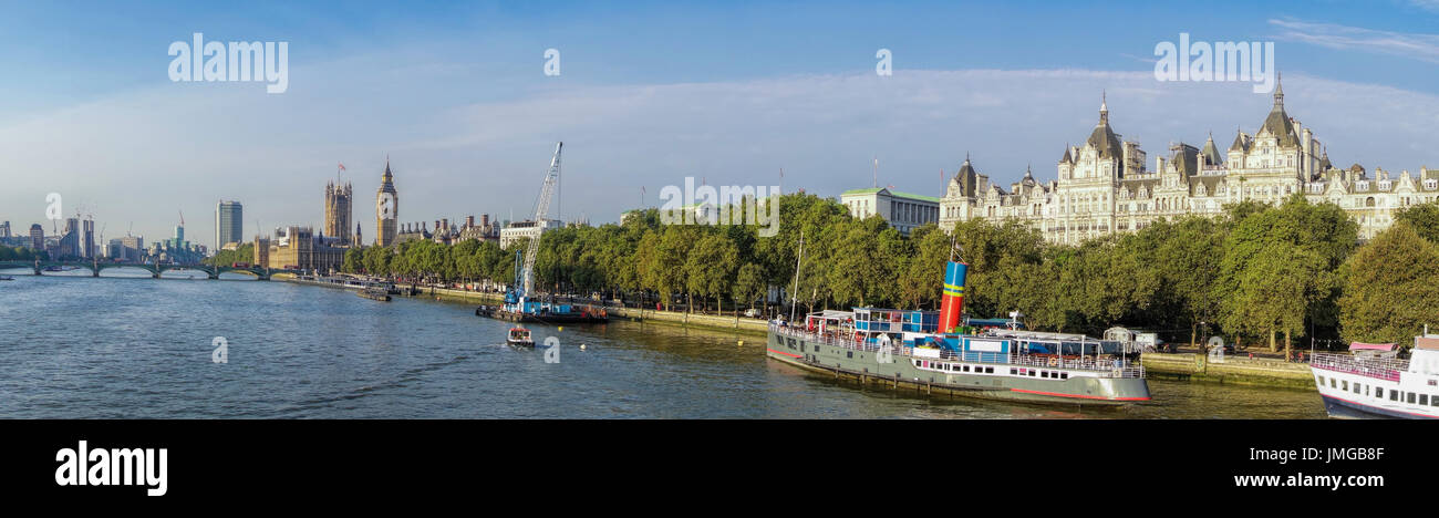 Panorama von London mit Big Ben in England, Vereinigtes Königreich Stockfoto