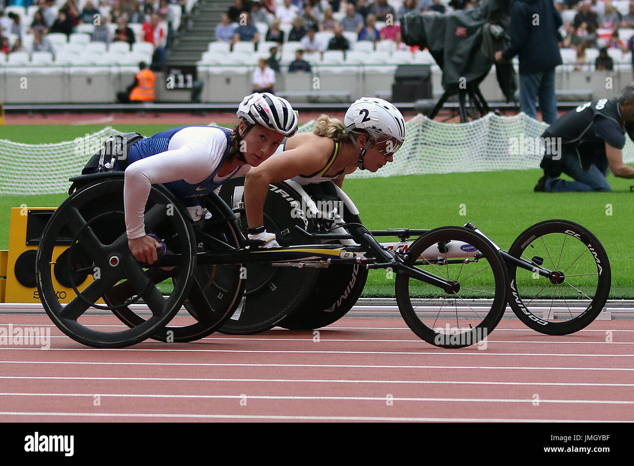 Tatjana MCFADDEN der USA in 1500 m T54 der Frauen heizt auf der Welt Para Meisterschaften in London 2017 Stockfoto