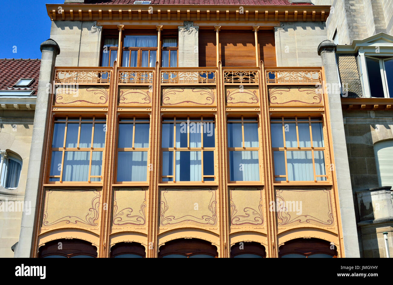 Brüssel, Belgien. Hotel Van Eetvelde (Victor Horta, 1897: Jugendstil) bei 4 Avenue Palmerston Stockfoto