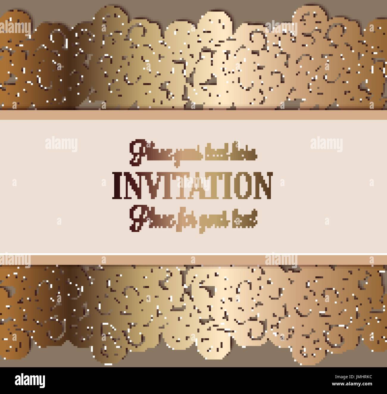 Antike Barock Luxus Hochzeitseinladung, gold auf Beige Hintergrund mit