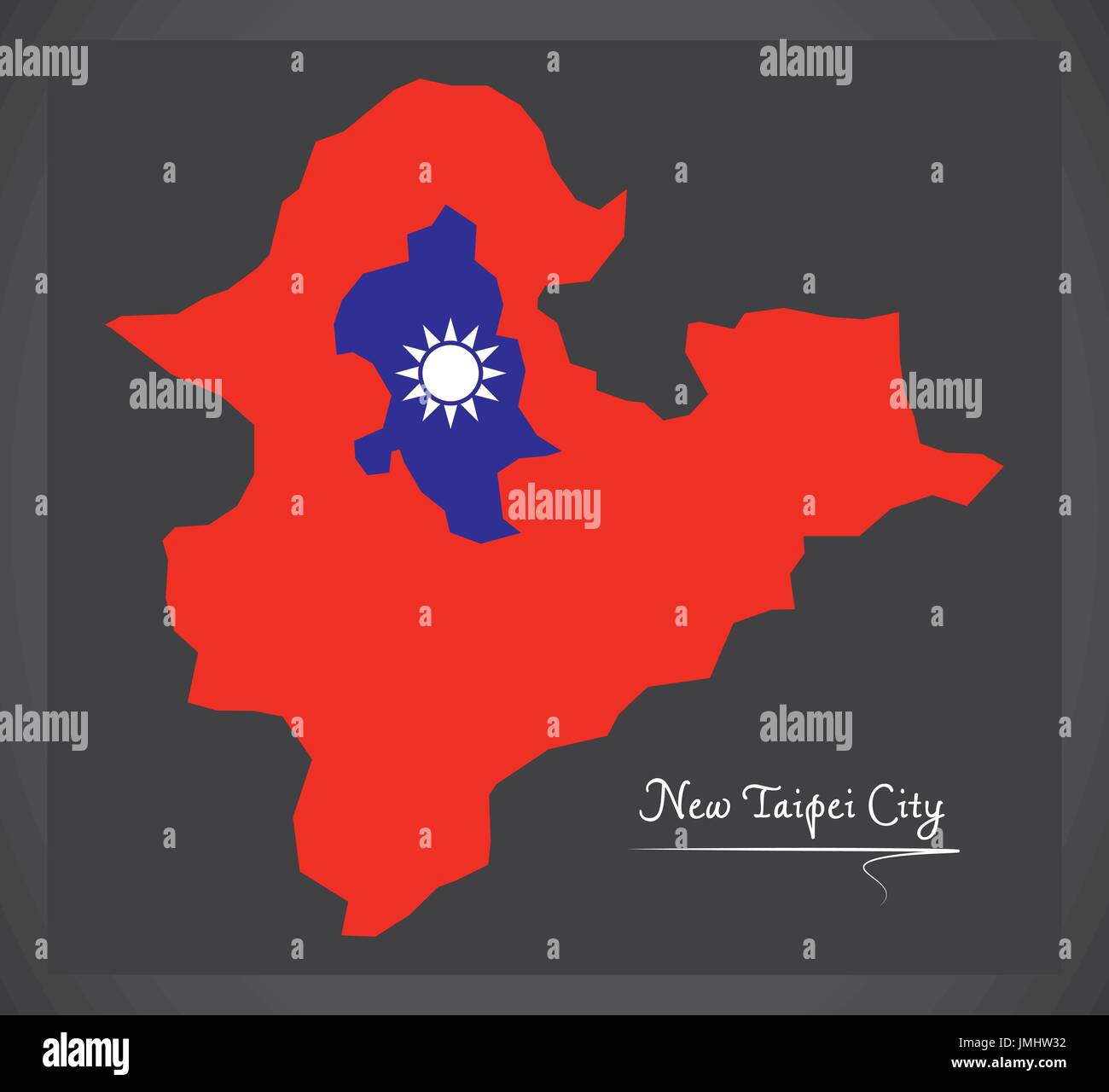 Neue Stadt Taipei Taiwan Karte mit taiwanesischen Nationalflagge illustration Stock Vektor