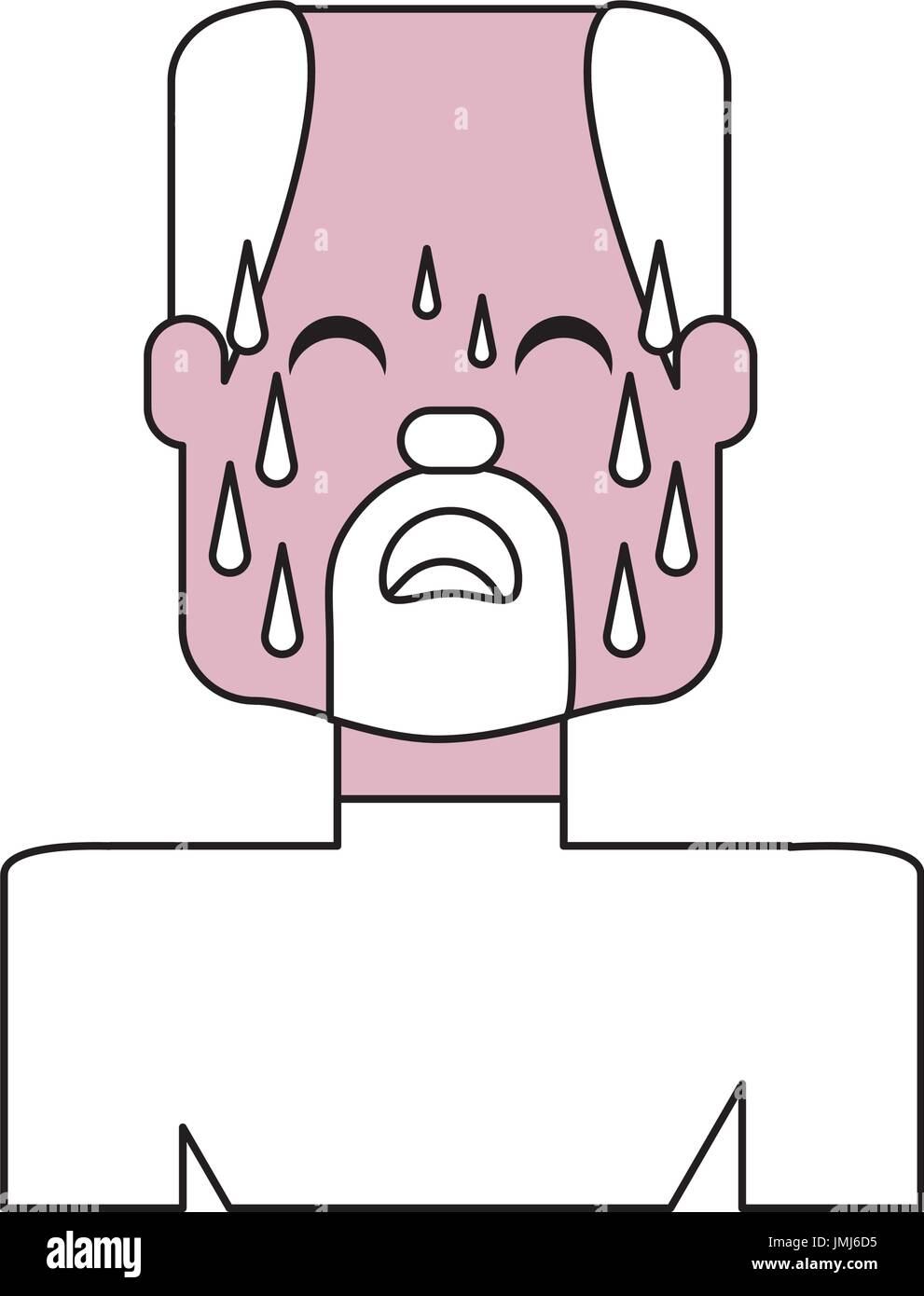Mann mit Herzinfarkt Gesicht Cartoon über weißem Hintergrund-Symbol Stock Vektor