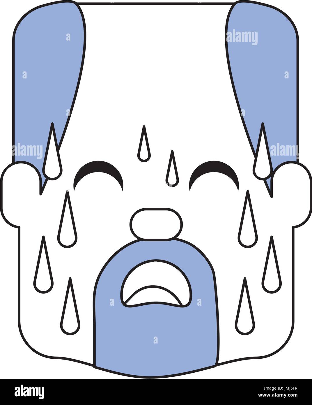 Mann mit Herzinfarkt Gesicht Cartoon über weißem Hintergrund-Symbol Stock Vektor