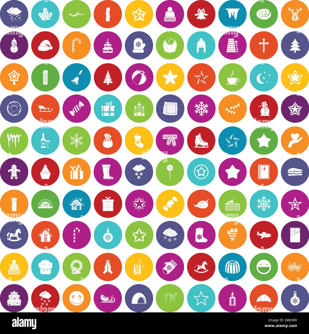 100 Weihnachts-Icons set Farbe Stock Vektor