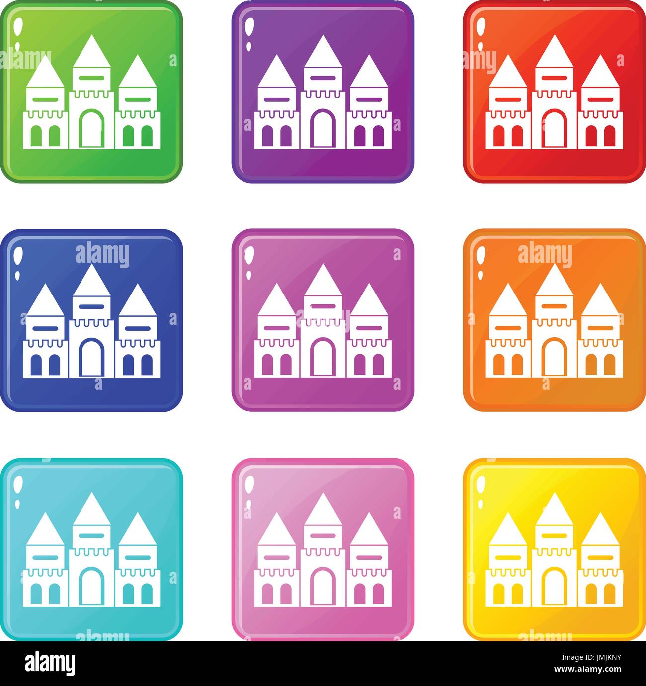 Kinder Haus Schloss set 9 Stock Vektor