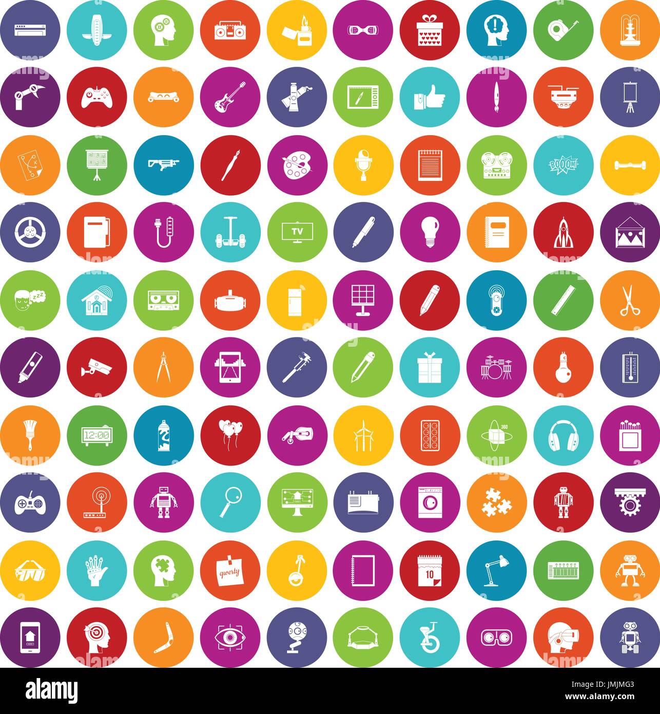 100 kreative Idee Icons set Farbe Stock Vektor
