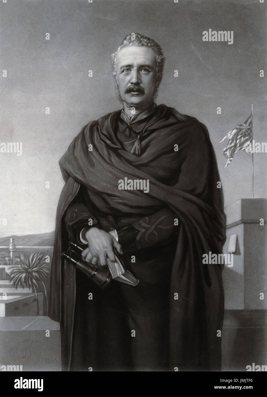 Britischer Offizier und CHARLES GEORGE GORDON (1833 – 1885) in einem Kupferstich von ihm in Khartum basierend auf einem Gemälde von 1885 Stockfoto