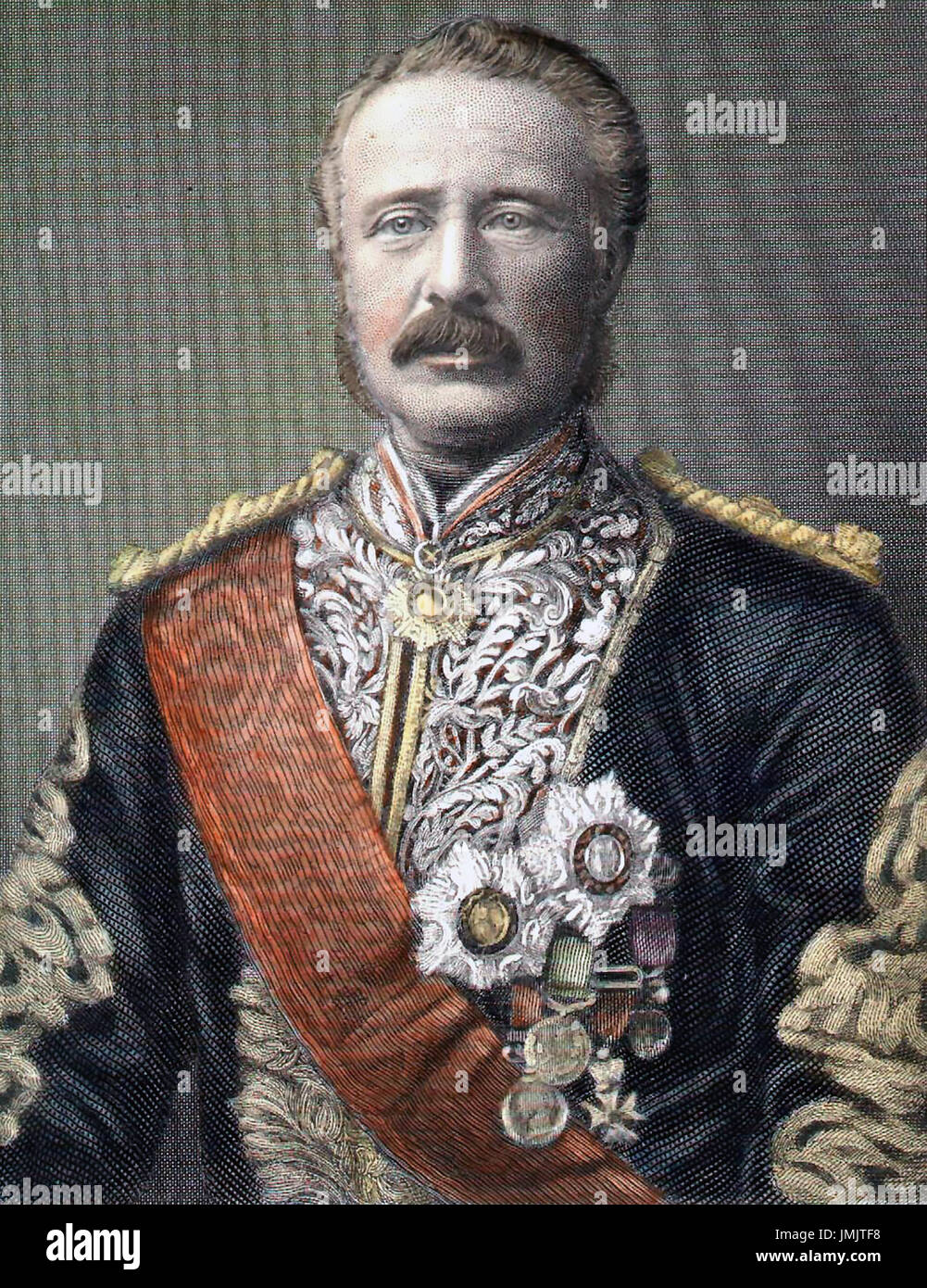 Britischer Offizier und CHARLES GEORGE GORDON (1833 – 1885) auch bekannt als Gordon von Khartum in einem farbigen Gravur ca. 1886 Stockfoto