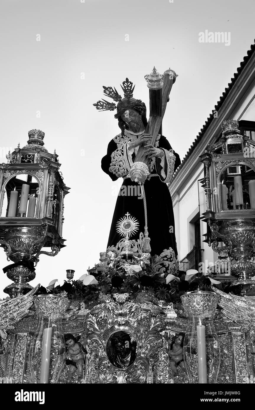 Foto einer religiösen Skulptur von Jesus Christus während der Heiligen Woche. Stockfoto