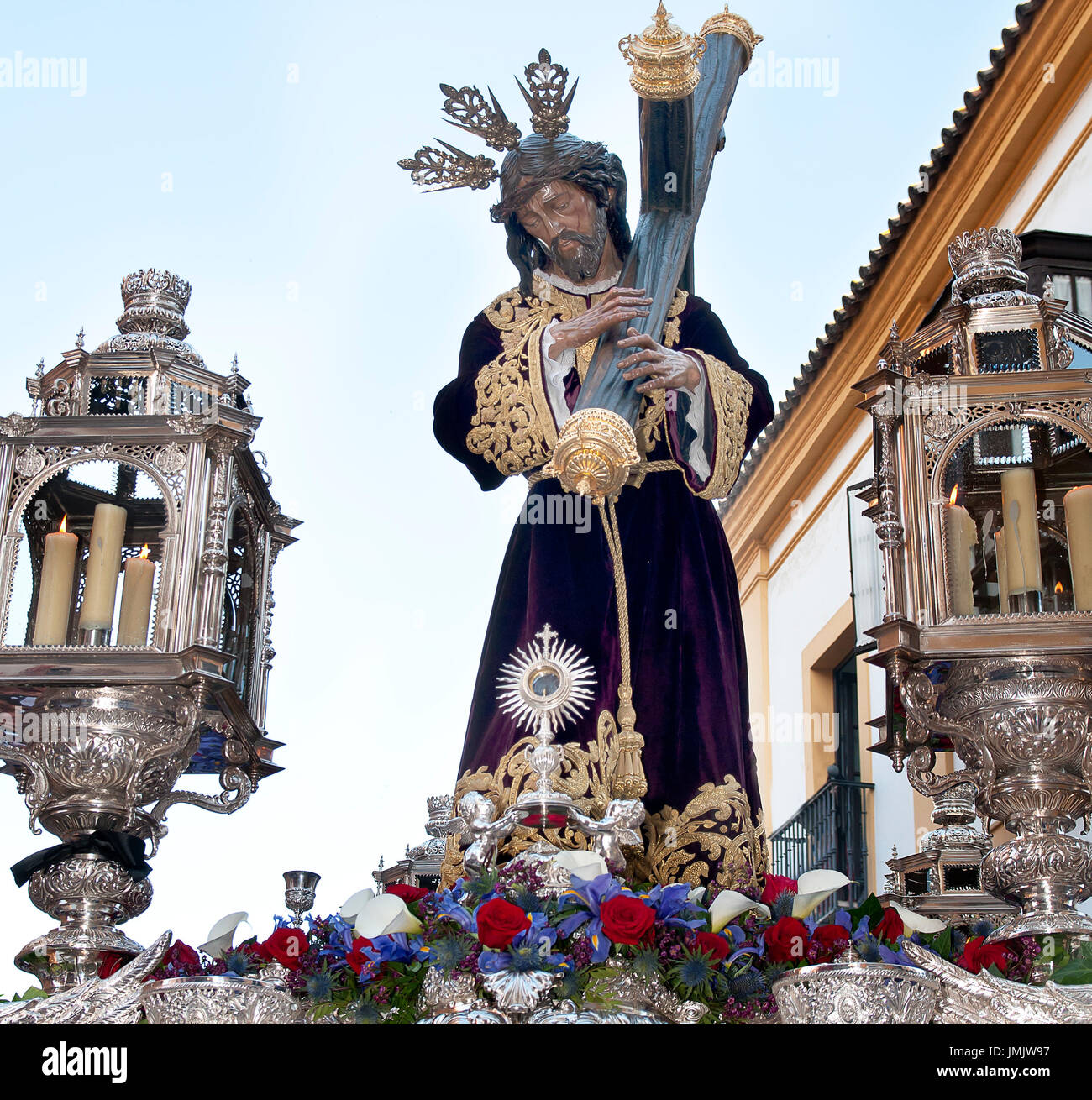 Foto einer religiösen Skulptur von Jesus Christus während der Heiligen Woche. Stockfoto
