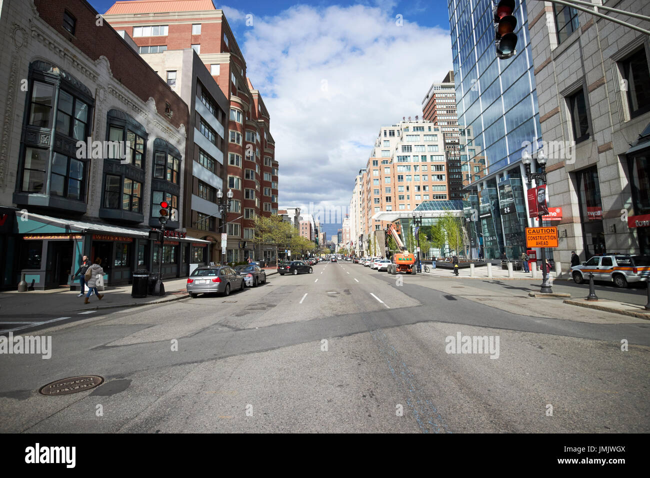 Boylston Street in Boston Back Bay USA führt Stockfoto