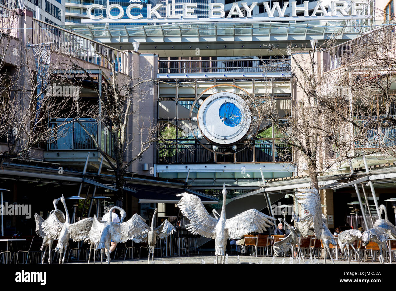 Tanzen Brolgas Brunnen in der Cockle Bay Wharf in Sydney Darling Harbour, New South Wales, Australien Stockfoto