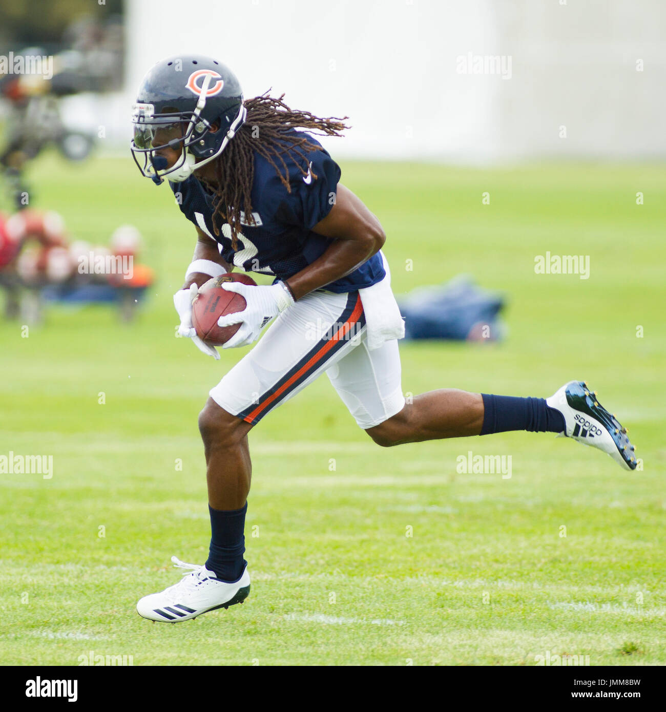 Bourbonnais, Illinois, USA. 27. Juli 2017. -Chicago Bären #12 Marcus Wheaton in Aktion während des Trainingslagers auf dem Campus der Olivet Nazarene University, Bourbonnais, IL. Bildnachweis: Csm/Alamy Live-Nachrichten Stockfoto